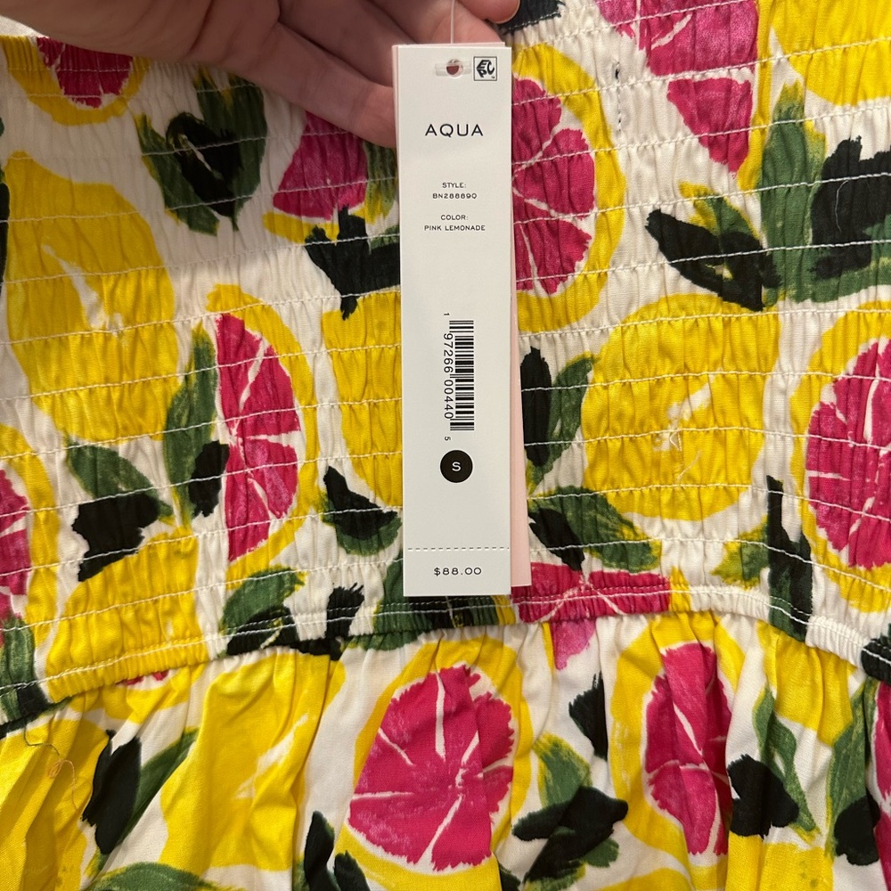 NEW Aqua Lemon Print Sundress, Size Small - Picture 5 of 5